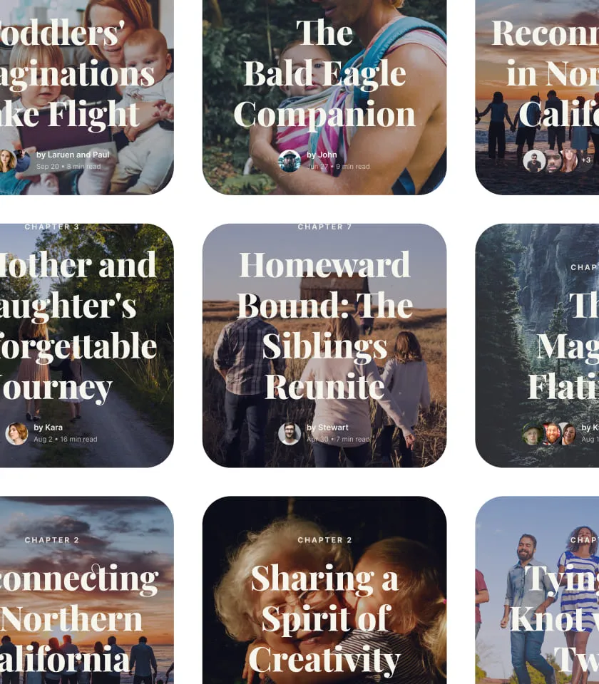 Iloomi app — discover stories grid